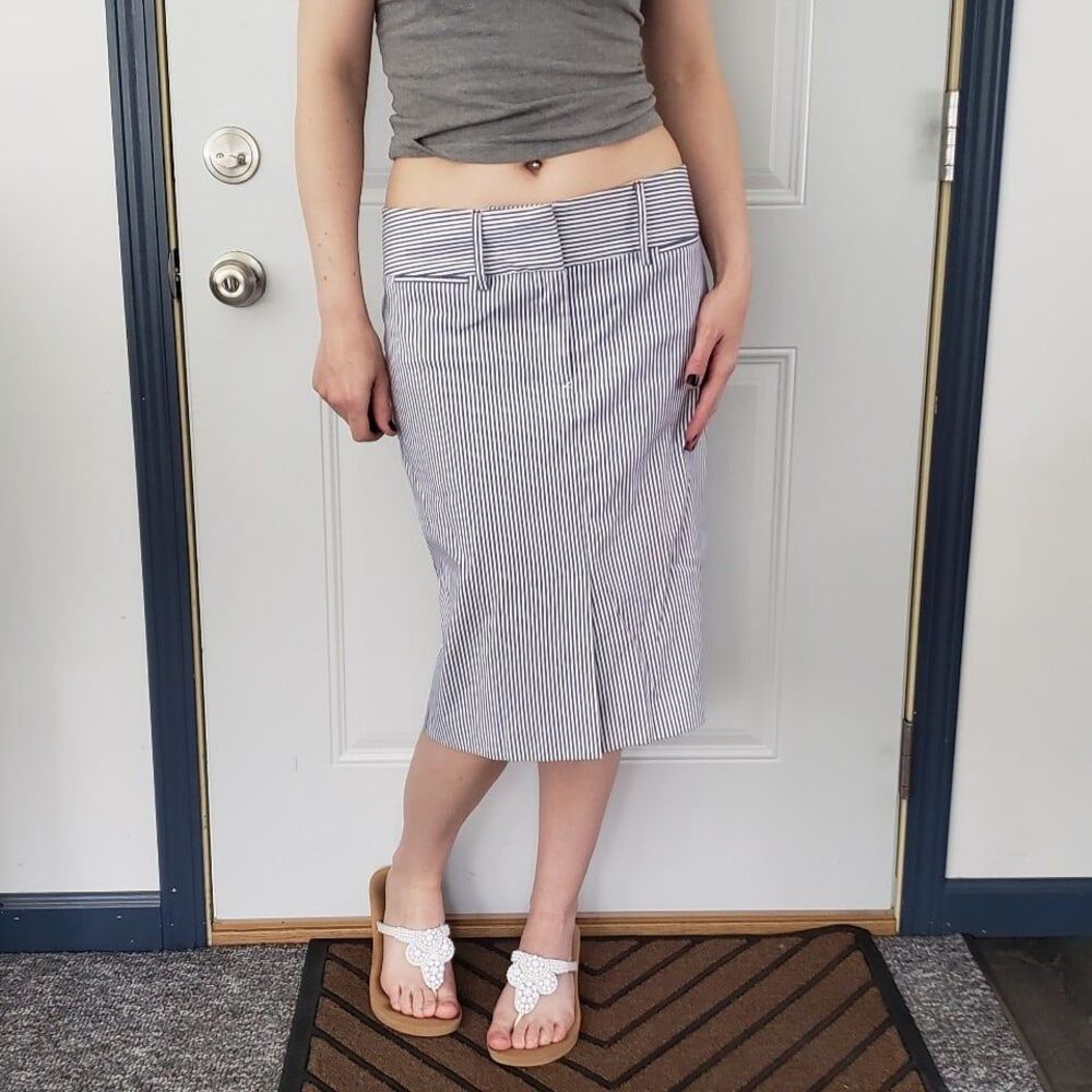 Tommy Hilfiger Blue and White Pinstripe‎ Skirt